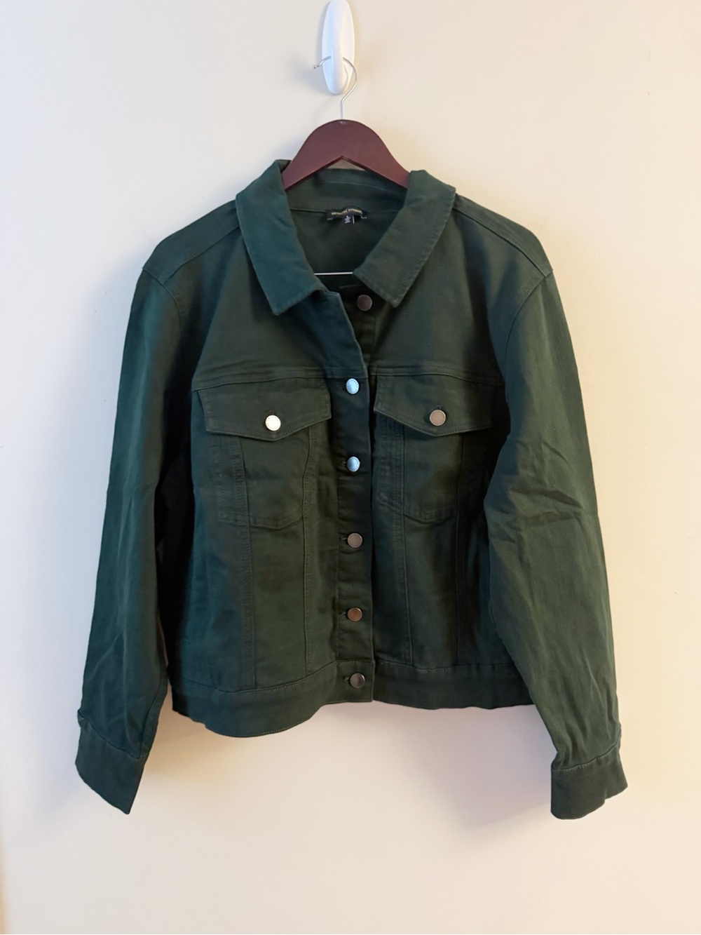 Universal Standard Jacket Womens Large Denim Green Trucker Boxy Crop Kelsey